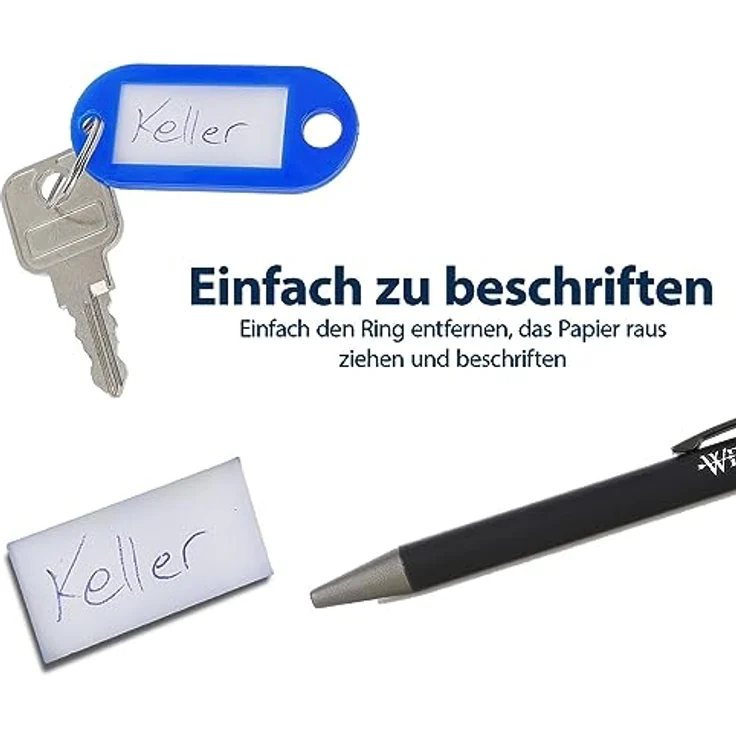 Westcott Schlüsselanhänger 100 Stück | Robuste Anhänger zum Beschriften mit austauschbaren Etiketten | Metall-Ring in der Farbe Rot – Bild 4