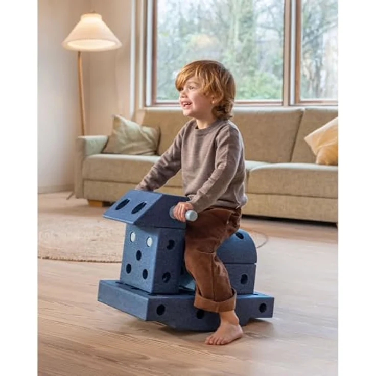 Modu 20 tlg. Baukasten Starter-Set Explorer, fördert kreative Fähigkeiten und motorische Entwicklung, ab 0 - 6 Jahre, Deep Blue / Sky Blue – Bild 4