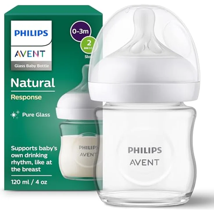 Philips Avent Babyflasche Natural Response aus Glas - 120 ml Babyflasche, BPA-frei für neugeborene Babys ab 0 Monaten (Modell SCY930/01) – Bild 2