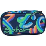 satch Schlamperbox extra groß inkl. Trennfach Reißverschlussfach Stiftehalter Geodreieck Sichtfenster für Stundenplan Crazy Twist - Dunkelblau Federmäppchen