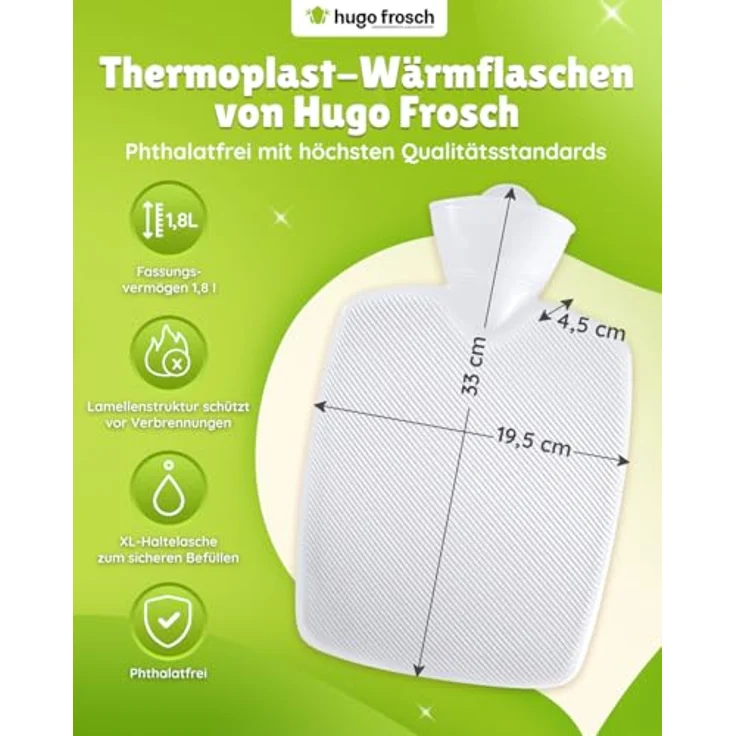 FROSCH Wärmflasche, taupe, abnehmbarer Bezug aus weichem Microfasermaterial, 33 x 20 x 5 cm – Bild 5