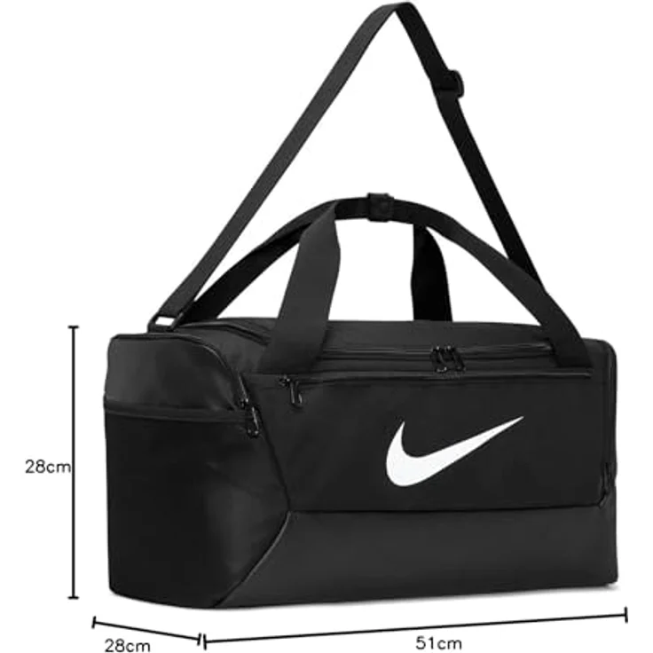 Nike Sporttasche NK BRSLA S DUFF - 9.5 (41L) BLACK/BLACK/WHITE, Kindersporttasche mit separatem Schuhfach – Bild 6