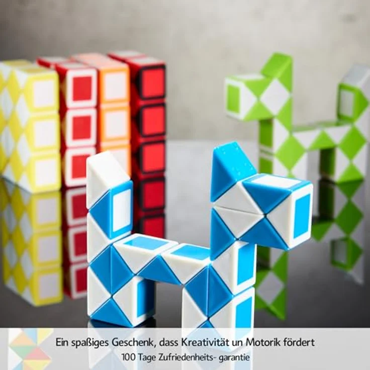 CUBIDI® Original Mini Magic Snakes 6er Set, 24 Blöcke pro Snake, Knobelspiele für Kinder ab 6, fördert Kreativität & Motorik, ideales Mitgebsel für den Kindergeburtstag – Bild 2
