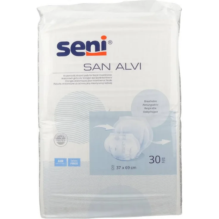 seni San alvi Stuhlvorlage, 30 Stück, anatomisch geformt, hohe Saugleistung, atmungsaktive Materialien
