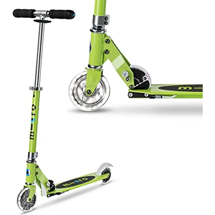 MICRO micro Sprite LED Kinder Kinderscooter | Cityroller mit LED-Rollen | klappbar und höhenverstellbarer Lenker | ab 5 J. | Tretroller Chartreuse – Bild 1