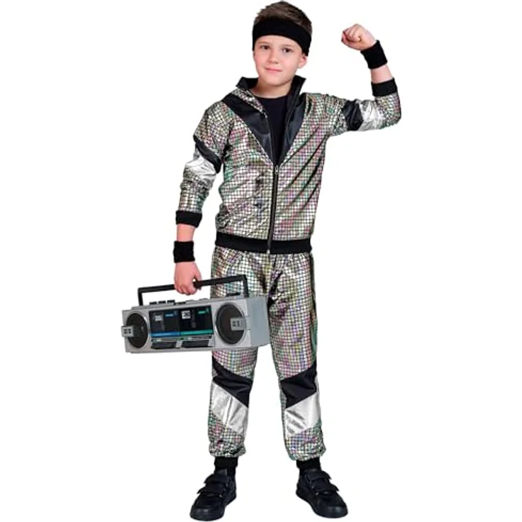 Widmann 80er Jahre Holo Trainingsanzug, Oberteil und Hose für Fasnacht und Partys, Größe 128 – Bild 2