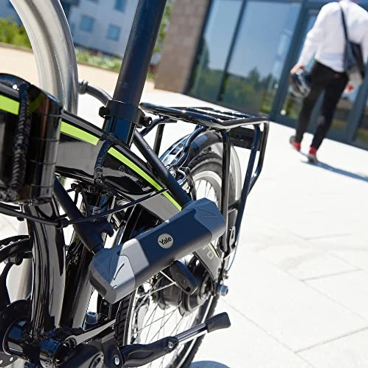 Yale Max Security Bügelschloß - YUL3/14/230/1 - 230 mm - Ultra gehärteter Bügel und Crossbar - 4-Schlüssel (1x Licht) - Max. Pick-, Zieh-, Schlag- und Bohrwiderstand - Incl. Fahrradhalterung – Bild 5