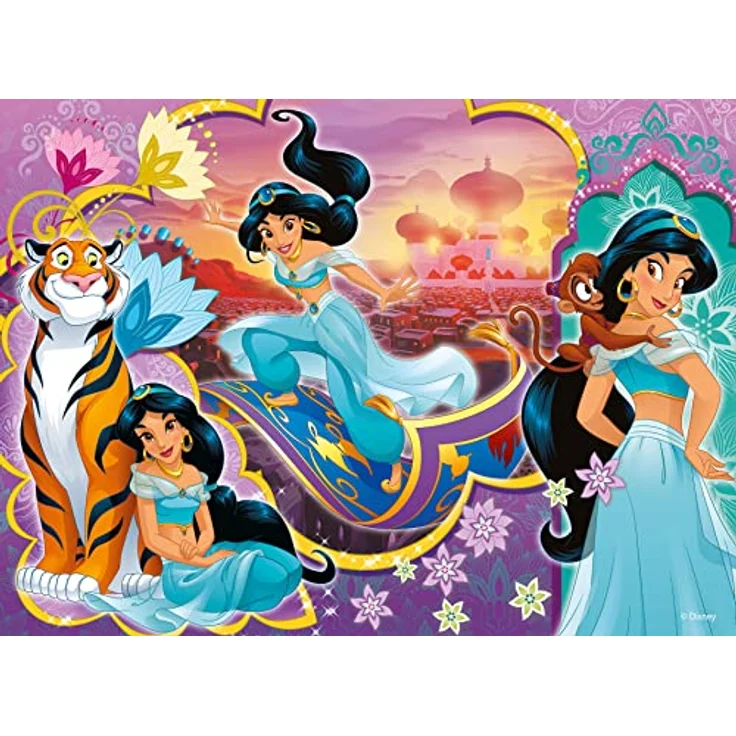 Lisciani Disney Prinzessinnen Puzzle, 4 x 48 Teile, 2 in 1 doppelseitig mit Ausmal-Rückseite, Qualitätsmanufaktur aus Italien, 192 dicke Teile für Kinder ab 3 Jahren – Bild 2