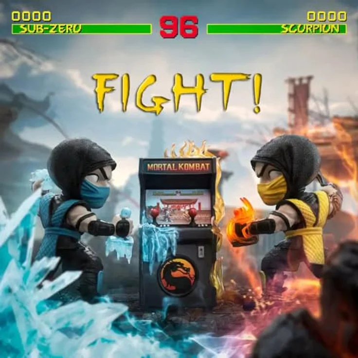 Iron Studios Mortal Kombat Mini Co. PVC Figuren Scorpion vs. Subzero, detailreiche Sammelfiguren, 15 cm, in Fensterbox – Bild 3