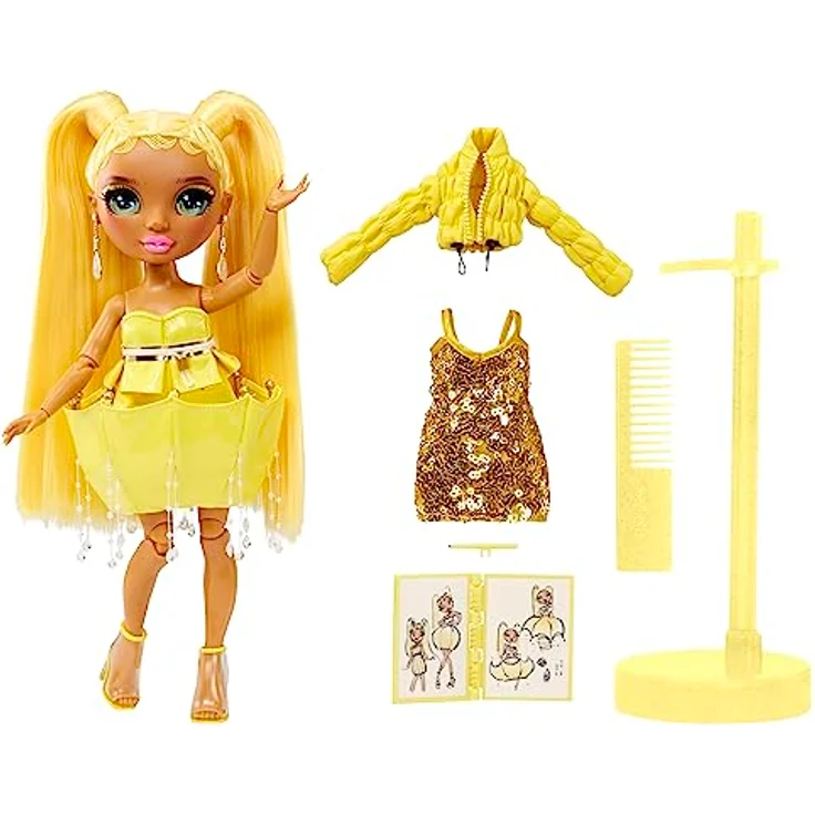 Rainbow High Fantastic Fashion Puppe - Sunny Madison - Gelbe Modepuppe und Spielset mit 2 Outfits & Modeaccessoires - Für Sammler und Kinder von 4-12 Jahren – Bild 2