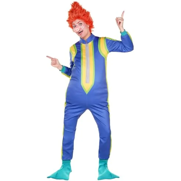 Maskworld Das Sams – Kostüm für Erwachsene - Offizieller Lizenzartikel - Größe: L - Karneval, Halloween & Motto-Party - Blauer Overall mit Flossen und Gumminase