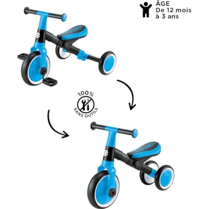 Globber Learning Trike 2 in 1, Dreirad für Kinder, hellblau – Bild 2