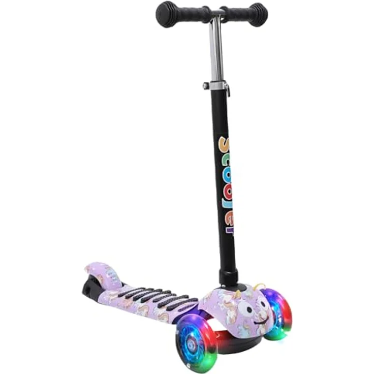Habib Gruppe Kinderroller 3-Räder, Kinderscooter mit LED-Rädern, Höhenverstellung, rutschfest, max. 50 kg, für Jungen & Mädchen 3-8 Jahre – Bild 1