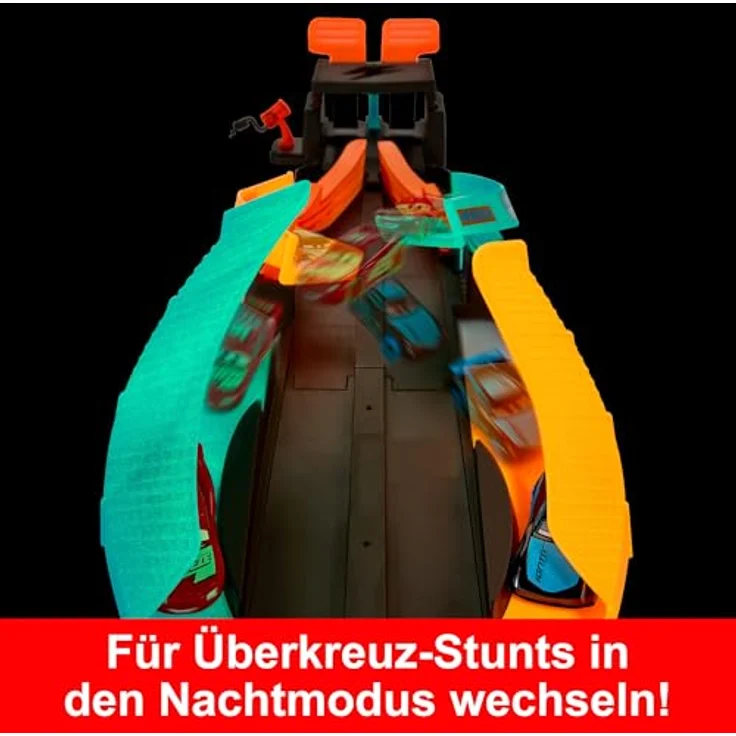 Mattel Disney Pixar Cars GITD TRACK SET, Neonrennen-Spielset mit leuchtenden Rennautos von Lightning McQueen und Jackson Storm, ab 4 Jahren – Bild 5