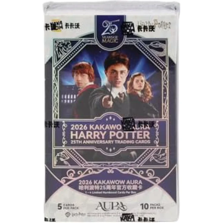 Sakami Merchandise GmbH Kakawow Aura Harry Potter 25th Anniversary Hobby Box 2026, 10 Packs mit 5 Sammelkarten, nummerierte Parallelkarten und Chance auf Autogrammkarten – Bild 1