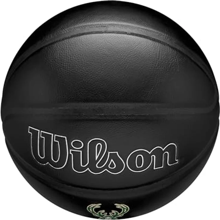 Wilson NBA Basketball Milwaukee Bucks, Lederverbundstoff mit gesticktem Mannschaftswappen, für den Innenbereich – Bild 5