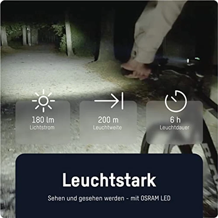 Ansmann Fahrradlicht Set StVZO zugelassen mit OSRAM LED und autom. Abblendlicht 200 m Leuchtweite 100 Lux 180 Lumen IPX5 Akkubetrieben aufladbar über USB Radlicht Set Vorderlicht & Rücklicht - Kinderfahrrad Zubehör – Bild 3