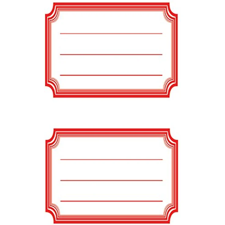 AVERY Zweckform 59686 BuchEtiketten, selbstklebende Rahmenetiketten in rot, 12 Aufkleber, Bogenformat 7,6 x 12 cm – Bild 1