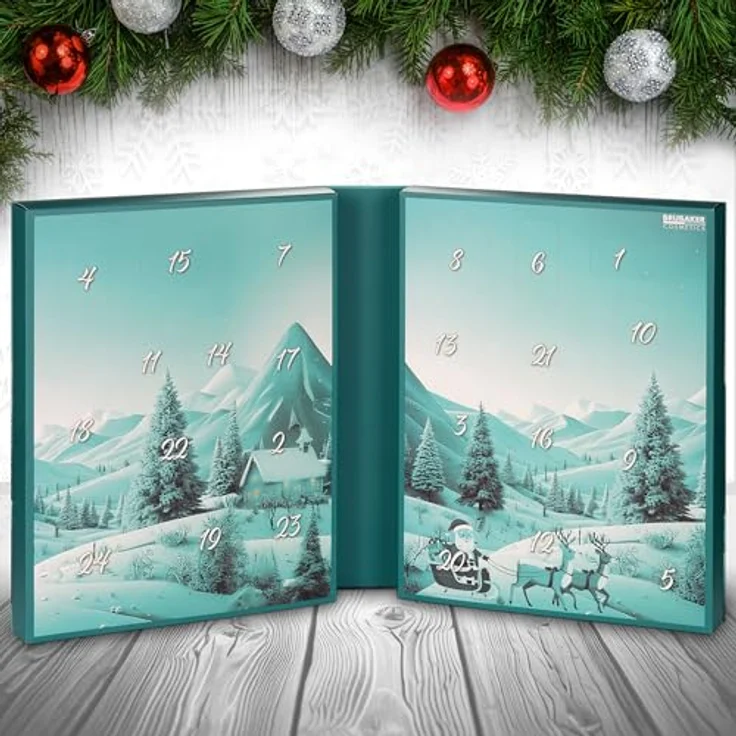 BRUBAKER Cosmetics XXL Beauty Adventskalender 2025, großer Weihnachtskalender in Buch-Form mit 24 Spa- und Pflegeprodukten, Blau – Bild 3