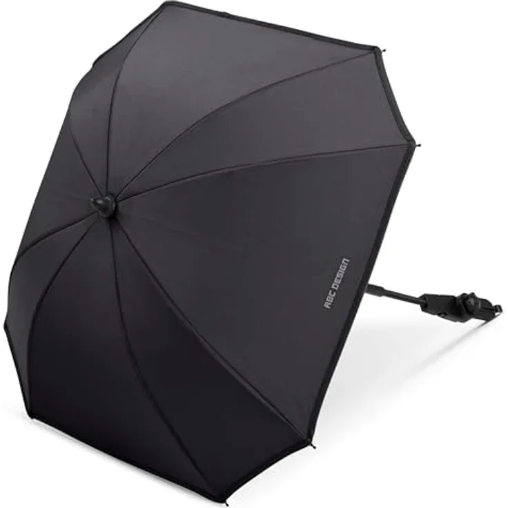 ABC Design Sonnenschirm Sunny für Kinderwagen & Buggy - Pure - Coal, UPF 50+ Schutz, flexibles 360°-Knickgelenk, wasserabweisend