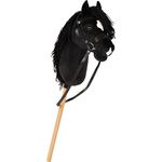 small Foot Hobby Horse „Eddie“, schwarzes Steckenpferd mit abnehmbarem Holzstab, frisierbarer Mähne, Halfter, Trense & Führstrick für Kinder ab 3 Jahren