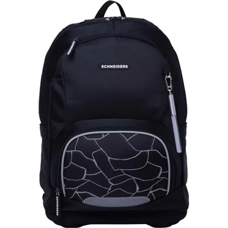 Schneiders Ergoplus 2in1 Schulranzen Set, 7-teilig, 22L, ergonomisches Tragesystem, reflektierende Elemente, LED-Leuchtstab, Dark Hunter schwarz – Bild 5