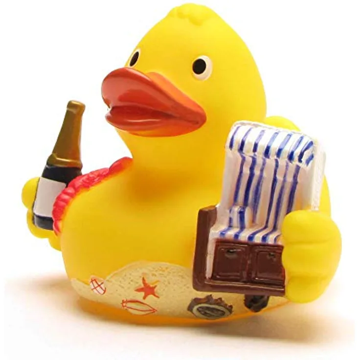 Badeente City Duck Sylt I Quietscheente Nordsee I Duckshop I L: 8 cm - inkl. Gummienten-Schlüsselanhänger im Set I Spielzeug für Babies und Kinder I Badespielzeug für die Badewanne