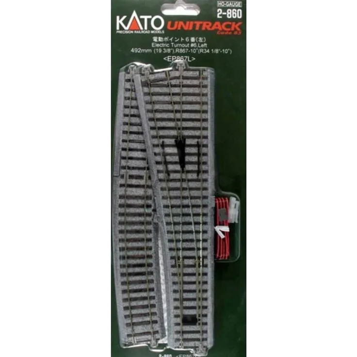 Kato H0 Elektr. Weiche, links 492 mm mit R867-10° Kurve (Spur H0)