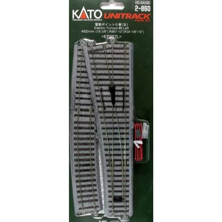 Kato H0 Elektr. Weiche, links 492 mm mit R867-10° Kurve (Spur H0)