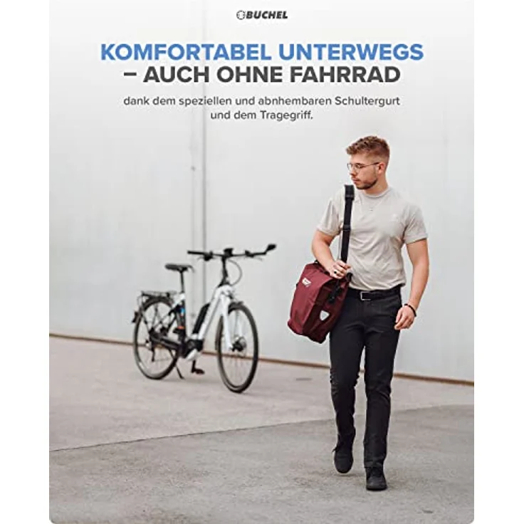 Büchel Fahrradtasche für Gepäckträger I 25.4 L - 100% Wasserdicht I mit Tragegriff und Schultergurt I fahrradtasche gepäckträger, gepäckträgertasche, fahrrad taschen hinten – Bild 4