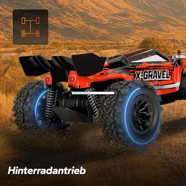Overmax X-Gravel RC Auto 1:20, ferngesteuertes Offroad-Auto mit 2 Karosserien, 2WD bis 20 km/h, 2,4 GHz Steuerung, geeignet für Indoor & Outdoor, ab 8 Jahren – Bild 2
