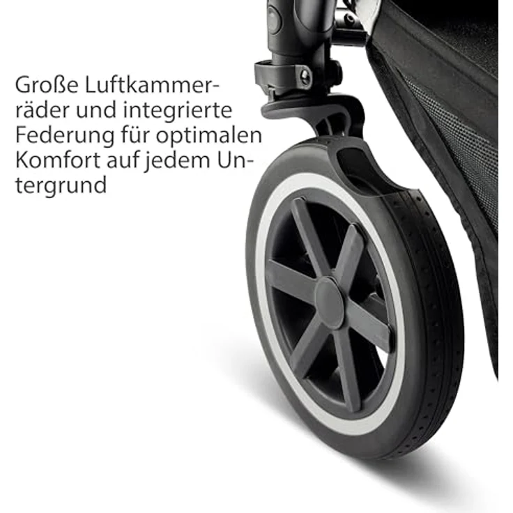 ABC Design Kinderwagen Samba – Kompakter All-Terrain Kinderwagen für Babys & Kleinkinder – inkl. Buggy Sportsitz, Luftkammerräder & höhenverstellbarer Schieber – Babywanne optional (grain) – Bild 4