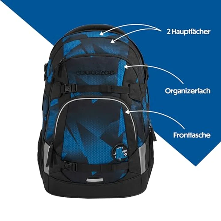coocazoo Schulranzen MATE Electric Ice, ergonomisch, für Körpergröße 135-180 cm, mit Easy-Grow-System, 30 L Volumen – Bild 3
