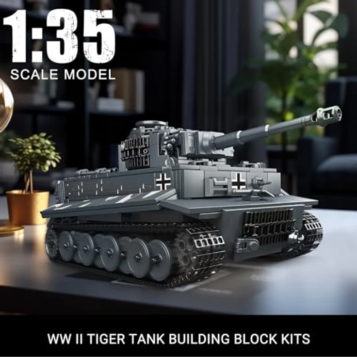 Mould King 20014 MOC Tiger-Panzer Ferngesteuert mit elektrischem Gyroskop und Sound Technik Transporter Tank, Technologie Klemmbausteine Bausatz （800+ pcs） – Bild 3