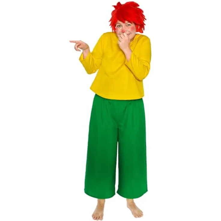 Maskworld Pumuckl Kostüm für Erwachsene – original lizenziert – zweiteilig – Karneval (XXXL) - Gelbes Shirt und grüne Hose