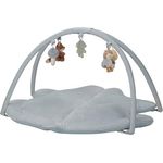 Little Dutch 8917 Activity Krabbeldecke mit Spielbogen - Forest Friends blau, fördert die Hand-Augen-Koordination ab der Geburt