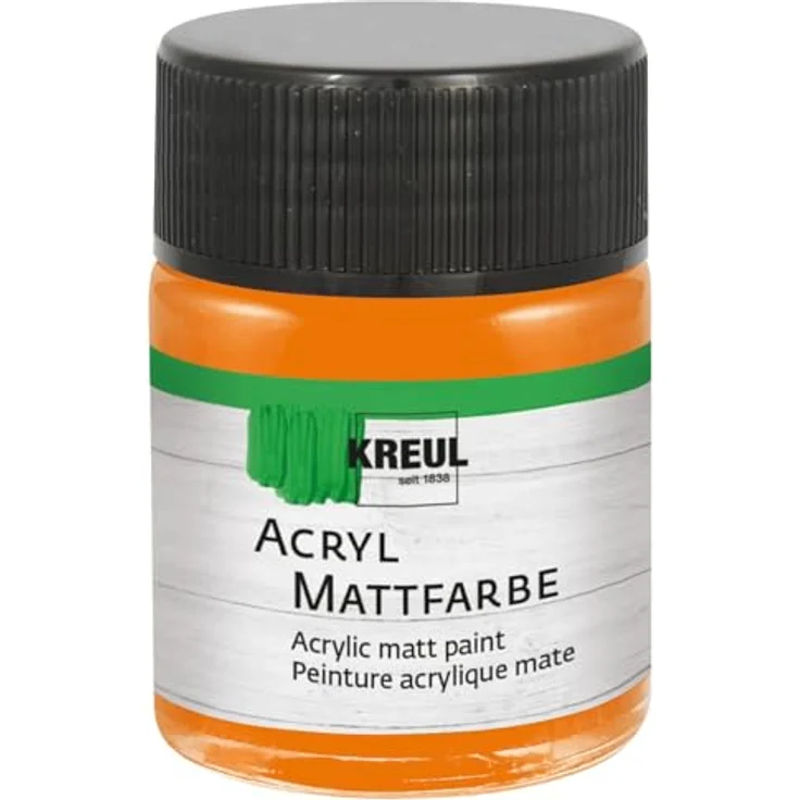 KREUL 75504 Acryl Mattfarbe orange, 50 ml cremig deckend, schnelltrocknend, wasserbasiert für viele Untergründe – Bild 1