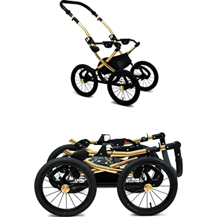 Babylux BabyLux ALU 2in1 Kinderwagen für Kleinkinder – Royal Magnolia Gold Frame, Multifunktional und Sicherheitsgeprüft – Bild 4