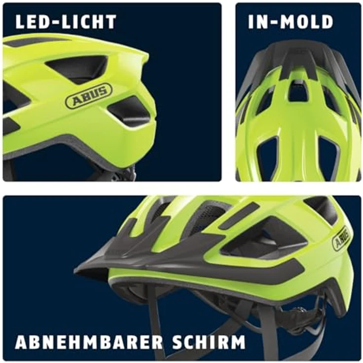 ABUS HELM Aduro 3.0, Kinderfahrradhelm mit LED-Signal in Gelb, Größe L (58-62 cm) – Bild 4