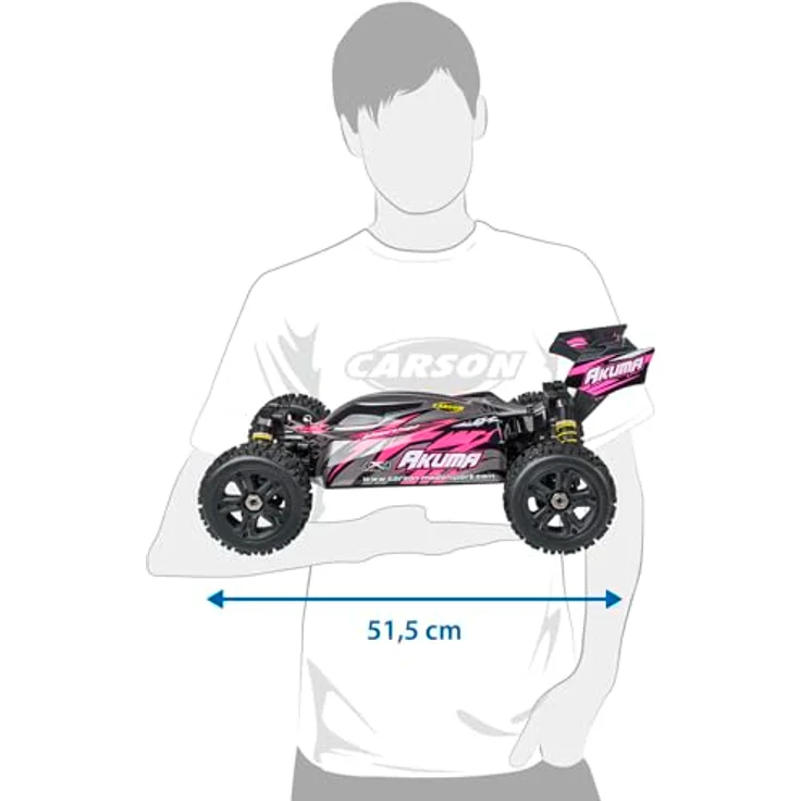 Carson Akuma Buggy 500409083, 1:8 RC Fahrzeug 4WD, 70 km/h, pink, wetterfest, inkl. 2x Lipo-Akkus und 2,4 GHz Fernsteueranlage – Bild 5