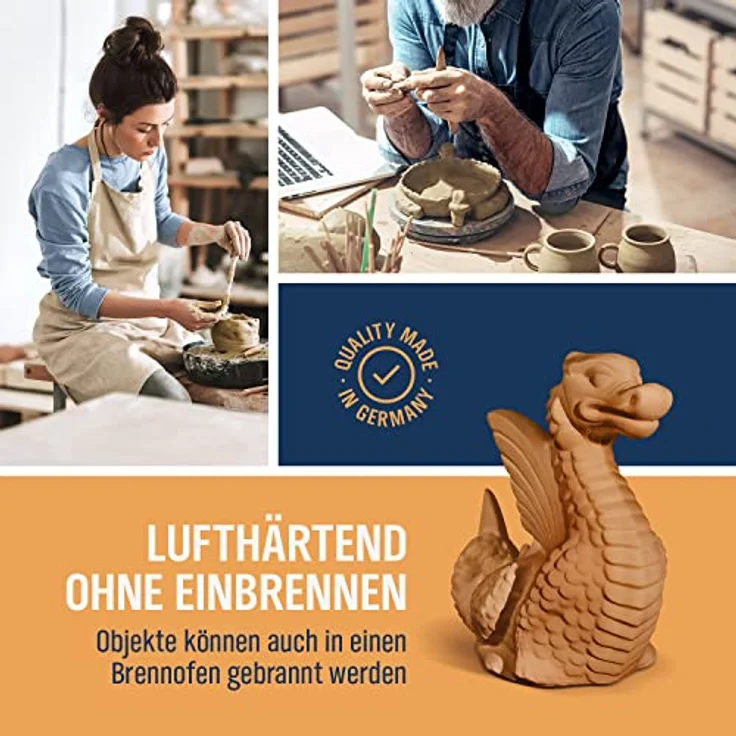 dynamic24 Modelliermasse Woldoclean, Töpfer-Tonmasse 10kg rot, lufttrocknend, feinschamottiert 0,5mm für kreative Projekte – Bild 4