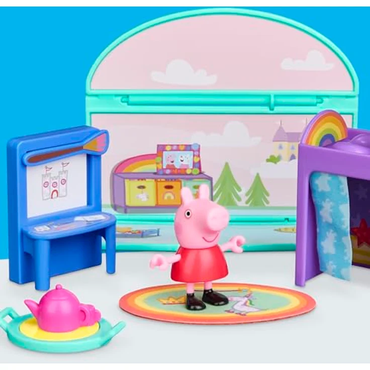 Peppa Pig Peppas Kinderzimmer-Set, 8-teilig mit 1 beweglicher Figur und möbelierten Accessoires, passt zu Peppas großem Haus, Vorschulspielzeug für Kinder ab 3 Jahren – Bild 3