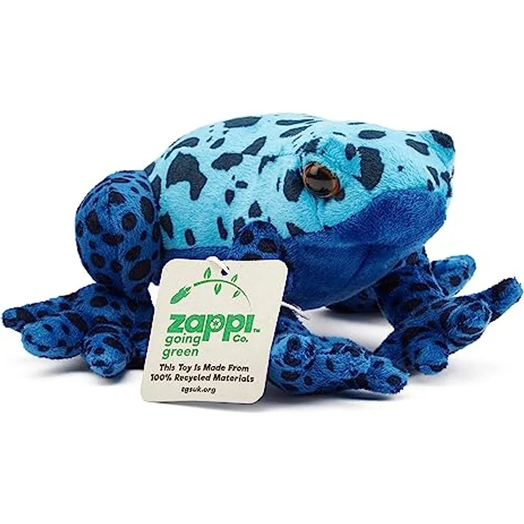 Zappi Co Benjamin der Blaue Pfeilgiftfrosch, 100% recyceltes Plüsch-Spielzeug (15cm), umweltfreundlich, weich und kuschelig für Neugeborene – Bild 3