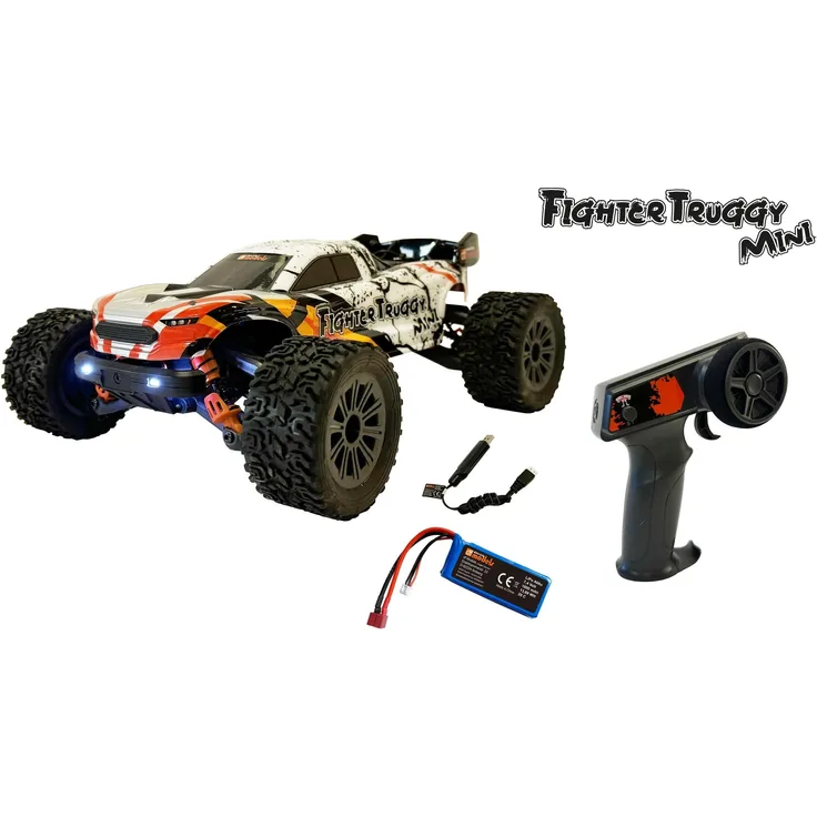 DF Models FighterTruggy Mini - 1/16 RTR, 4WD Truggy mit 45 km/h, LiPo-Akku und LED-Beleuchtung