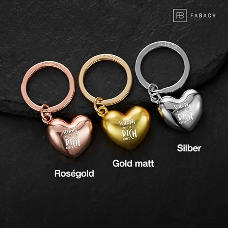 FABACH Liebe Schlüsselanhänger Herz mit Gravur - Herz Glücksbringer Schlüsselanhänger Freundin - Geschenk Liebe Glücksbringer Freundschaft - Beste Freundin Geschenk - Schön, dass es dich gibt – Bild 3