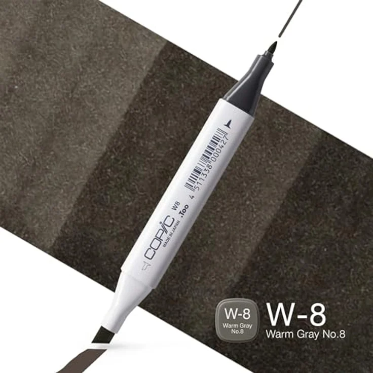 Copic Classic Marker Typ W - 8, warm gray No. 8, professioneller Layoutmarker mit breiter und feiner Spitze, nachfüllbar und umweltfreundlich – Bild 2