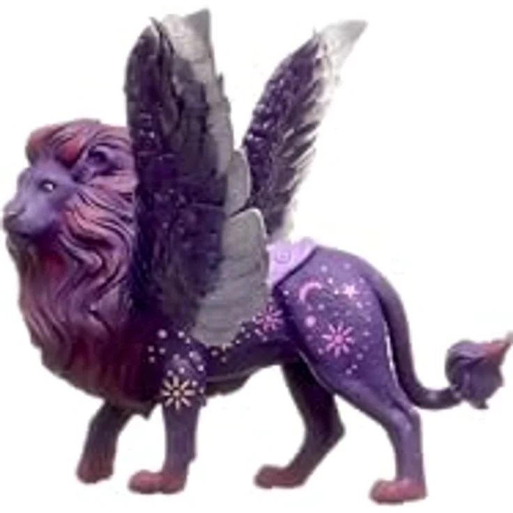 Schleich Mondlöwe 70837, bayala, leuchtend im Dunkeln, mit beweglichen Flügeln und Magnet im Sattel, lila-goldenes Fell – Bild 8