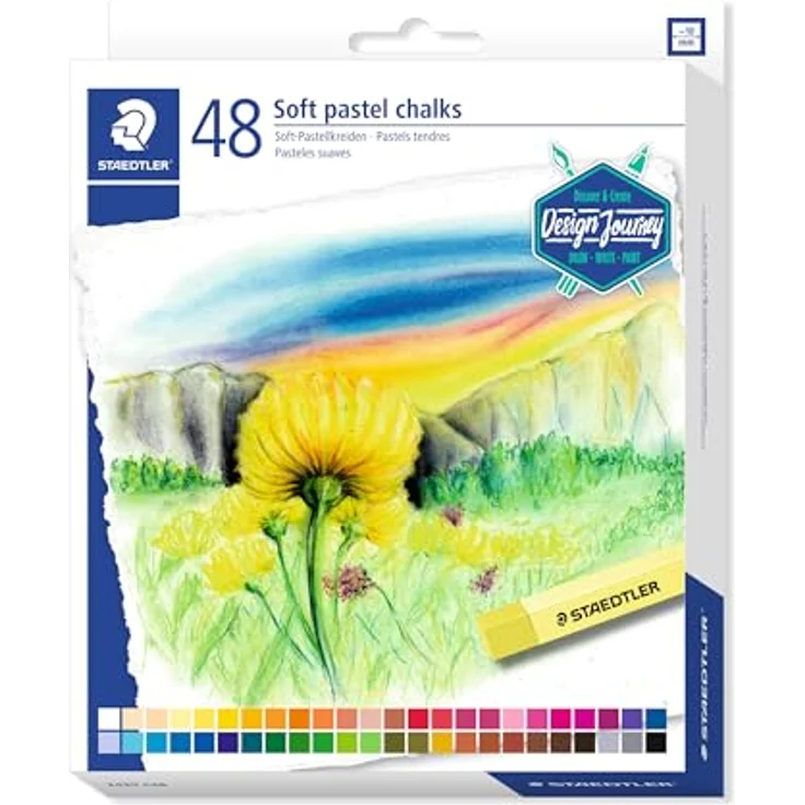 STAEDTLER Kreidemarker 2430 Soft-Pastellkreide - 10 mm, 48 Farben, Künstlerqualität, vollständig verwischbar, bruchsicher – Bild 1