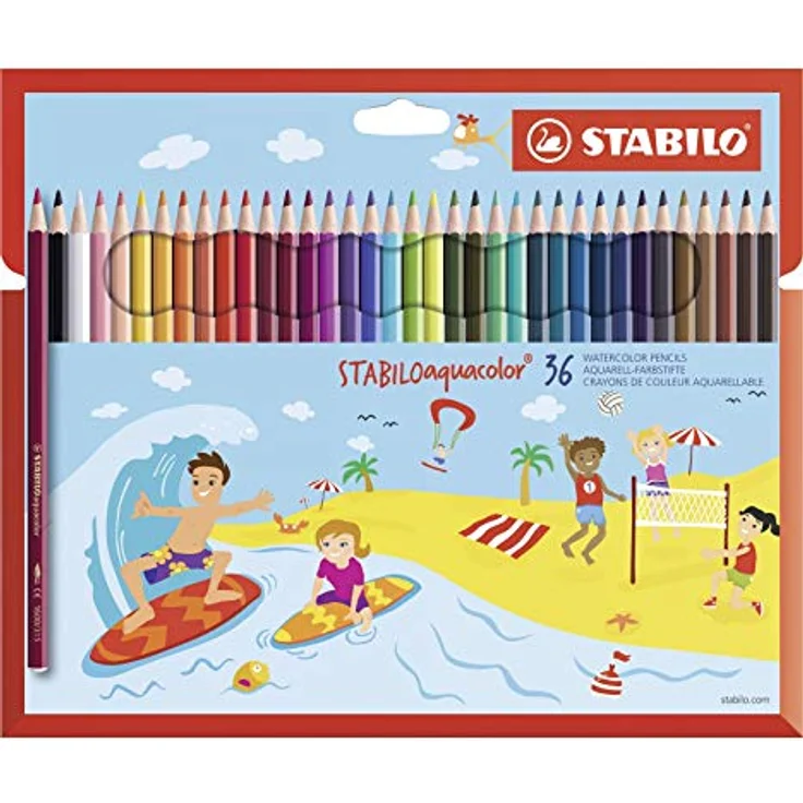 STABILO Aquarell-Buntstift - STABILO aquacolor - 36er Pack - mit 36 verschiedenen Farben - Hochwertiger, wasservermalbarer Buntstift – Bild 1