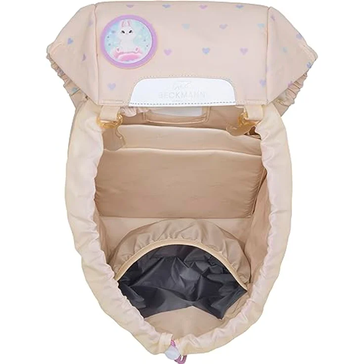 Beckmann Schulranzen Classic 6tlg., blauer Schulrucksack mit Sportrucksack, Federmäppchen, Schlamperrolle und Buttons, ergonomisch und klimaneutral – Bild 6